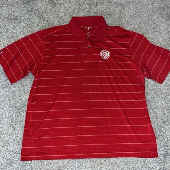 Boston Red Sox Polyester Antigua MLB sewn patch red white Golf Polo Shirt XL - Picture 2 of 2